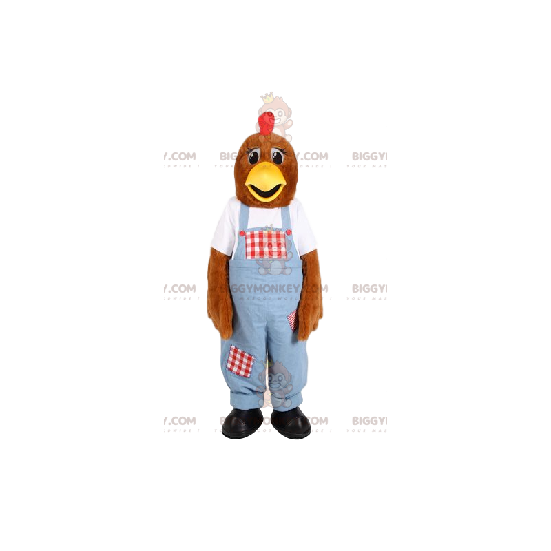 Gallina con overol azul BIGGYMONKEY™ Disfraz de mascota. Gallina con overol azul BIGGYMONKEY™ Disfraz de mascota.