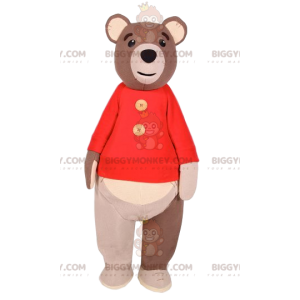 Traje de mascote BIGGYMONKEY™ de urso pardo com suéter