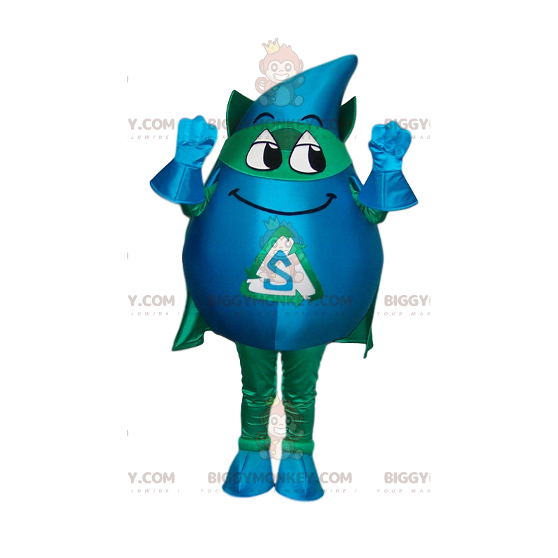Costume da mascotte mascherato da supereroe a goccia
