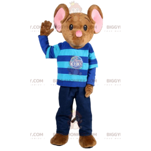 BIGGYMONKEY™ Maskottchen-Kostüm der braunen Maus in Jeans und