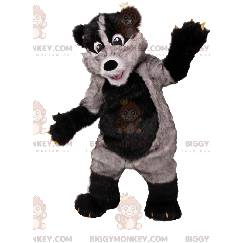 Superleuk BIGGYMONKEY™-mascottekostuum met zwarte en grijze beer. berenkostuum - Bear mascotte - BiggyMonkey.com