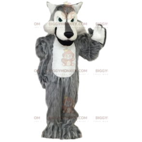Disfraz de mascota BIGGYMONKEY™ de lobo gris y blanco. disfraz