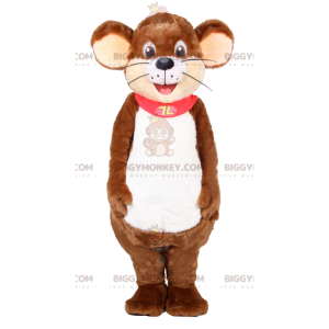 Brown Mouse BIGGYMONKEY™ Mascot Costume with Red Cape -