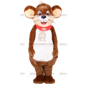 Disfraz de mascota de ratón marrón BIGGYMONKEY™ con capa roja -