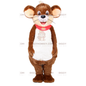  Bruine muis BIGGYMONKEY™ mascottekostuum met rode cape - Muis mascotte - BIGGYMONKEY_012466 - BiggyMonkey.com