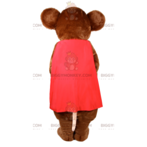  Bruine muis BIGGYMONKEY™ mascottekostuum met rode cape - Muis mascotte - BIGGYMONKEY_012466 - BiggyMonkey.com