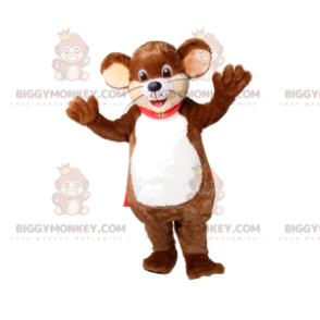  Bruine muis BIGGYMONKEY™ mascottekostuum met rode cape - Muis mascotte - BIGGYMONKEY_012466 - BiggyMonkey.com