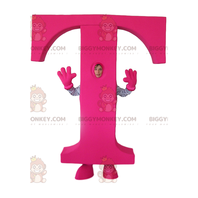Fushia Letter T BIGGYMONKEY™ maskotdräkt - Oklassificerade maskot - BIGGYMONKEY_012470 - BiggyMonkey.com