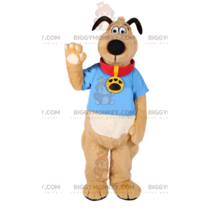 Hond BIGGYMONKEY™ mascotte kostuum met rode kraag en blauwe