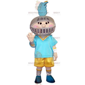 Little boy BIGGYMONKEY™ mascot costume with knight helmet. -