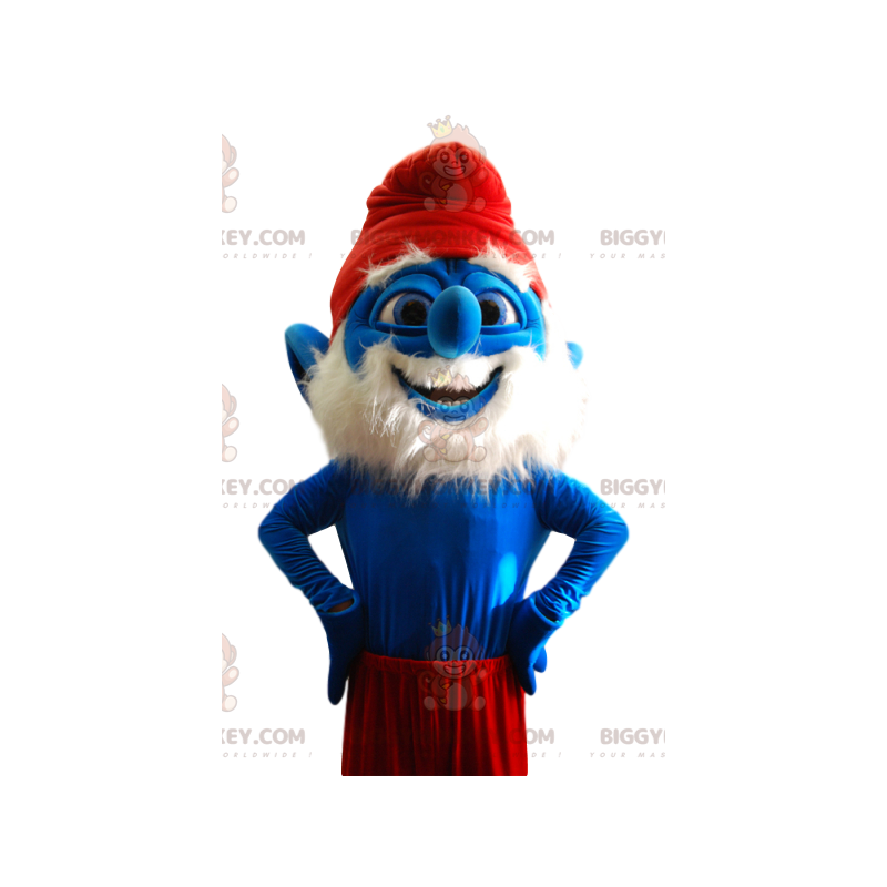Papa Smurf BIGGYMONKEY™ maskottiasu. Papa Smurffi puku - Papa Smurf BIGGYMONKEY™ maskottiasu. Papa Smurffi puku -