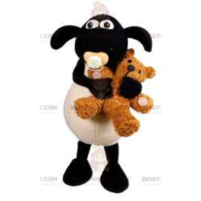 Kostým maskota Teddyho BIGGYMONKEY™ bílé a černé ovce –