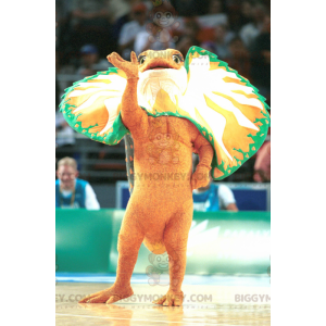 Disfraz de mascota BIGGYMONKEY™ de dinosaurio naranja, verde y