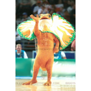 Oranssinvihreä ja valkoinen dinosaurus BIGGYMONKEY™ maskottiasu