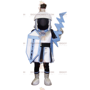 Costume de mascotte BIGGYMONKEY™ de guerrier noir et blanc avec