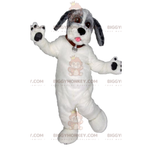 BIGGYMONKEY™ Mascot Costume White Dog With Beautiful Red Collar