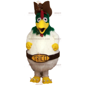 BIGGYMONKEY™-mascottekostuum met grote witte kip. kippenkostuum