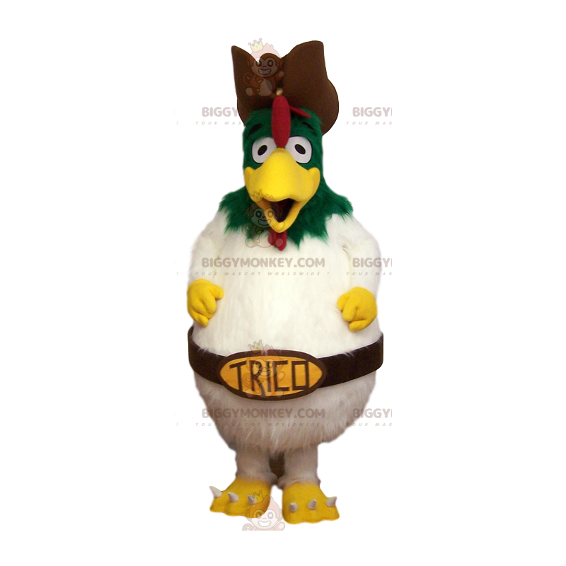 BIGGYMONKEY™-mascottekostuum met grote witte kip. kippenkostuum BIGGYMONKEY™-mascottekostuum met grote witte kip. kippenkostuum