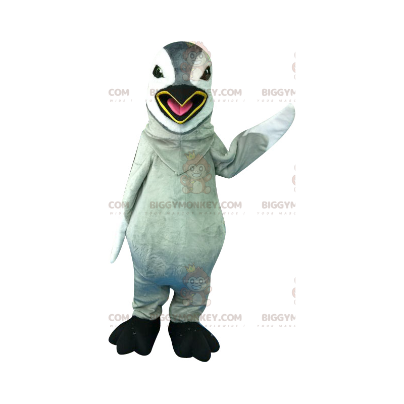 Riesiger grau-weißer Pinguin BIGGYMONKEY™ Maskottchen-Kostüm -