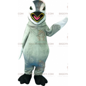 Riesiger grau-weißer Pinguin BIGGYMONKEY™ Maskottchen-Kostüm -