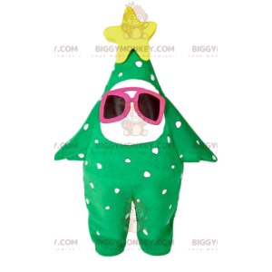 Grønt træ med gul stjerne BIGGYMONKEY™ maskotkostume -