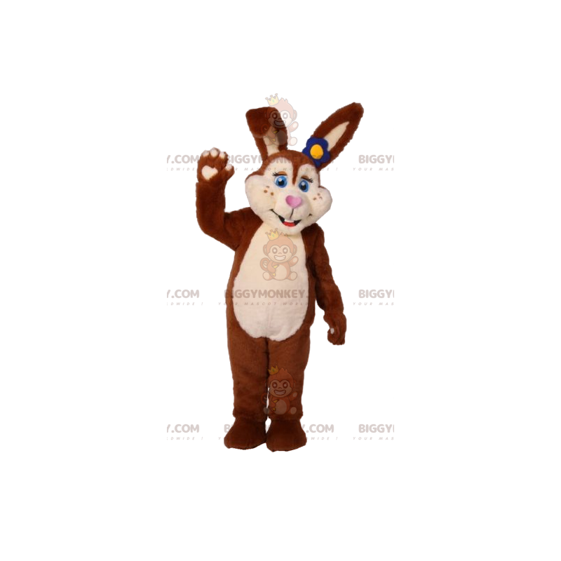 Fato de mascote de coelho castanho e creme BIGGYMONKEY™.