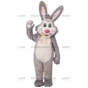 Kostým maskota šedobílého králíka BIGGYMONKEY™. kostým zajíčka