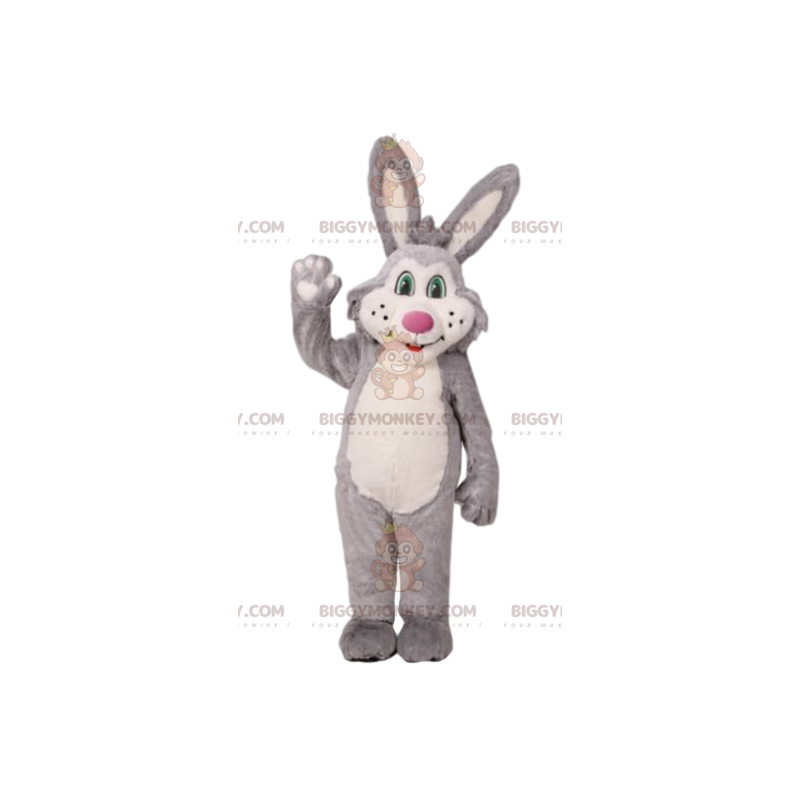 Costume da mascotte BIGGYMONKEY™ coniglio grigio e bianco. Costume da mascotte BIGGYMONKEY™ coniglio grigio e bianco.