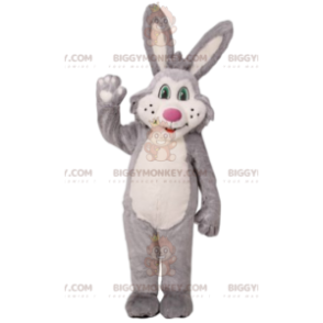 Grau-weißes Kaninchen BIGGYMONKEY™ Maskottchen-Kostüm.
