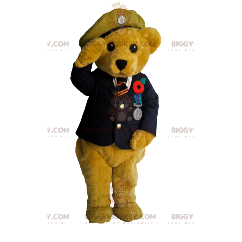 BIGGYMONKEY™ Bjørnemaskotkostume i officerskjole. bjørnekostume BIGGYMONKEY™ Bjørnemaskotkostume i officerskjole. bjørnekostume