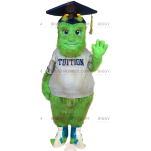 BIGGYMONKEY™ Mascot Costume Neon Green Snowman In Student