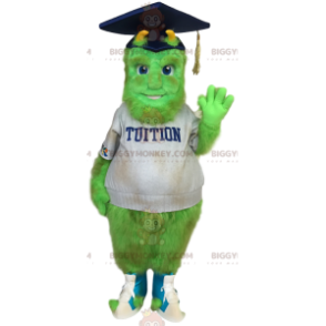 BIGGYMONKEY™ Mascot Costume Neon Green Snowman In Student