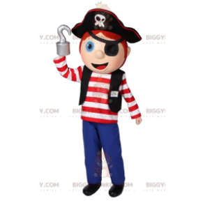 Little Boy BIGGYMONKEY™ Mascot Costume in Pirate Outfit! -