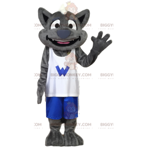 BIGGYMONKEY™ Gray Wolf Mascot Costume In Sportswear. wolf