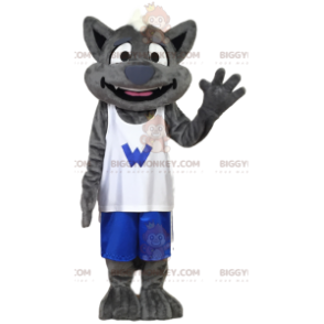 BIGGYMONKEY™ Gray Wolf Mascot Costume In Sportswear. wolf