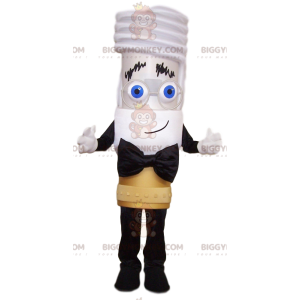 BIGGYMONKEY™ Mascot Costume White Man With Big Black Bow Tie -