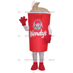Costume de mascotte BIGGYMONKEY™ de pot de glace rouge et blanc