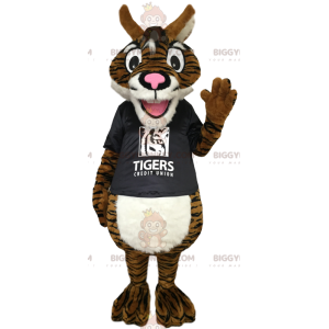 Brown Tiger BIGGYMONKEY™ Mascot Costume With Black T-Shirt -