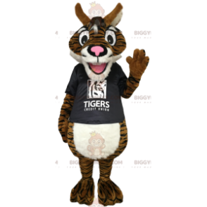 Καφέ Τίγρης BIGGYMONKEY™ Μασκότ στολή με μαύρο T-Shirt -