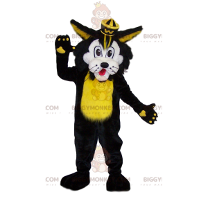 BIGGYMONKEY™ mascot costume of black and yellow lion. lion