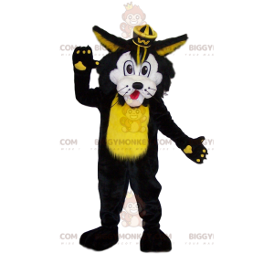 Costume de mascotte BIGGYMONKEY™ de lion noir et jaune. Costume