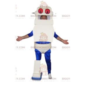 White and Blue Robot BIGGYMONKEY™ Mascot Costume. robot costume