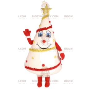 BIGGYMONKEY™ witte boom mascottekostuum versierd in rood en