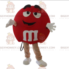 Sehr glückliches rotes M&M'S BIGGYMONKEY™ Maskottchen-Kostüm - Maskottchen berühmte Leute - BIGGYMONKEY_012526 - BiggyMonkey.com