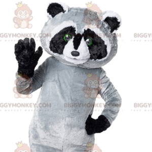 Costume da mascotte BIGGYMONKEY™ di procione grigio e nero