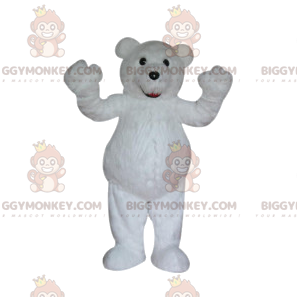 Super touching polar bear BIGGYMONKEY™ mascot costume. White