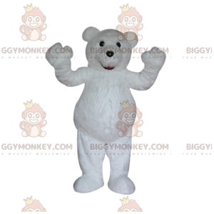 Superrörande isbjörn BIGGYMONKEY™ maskotdräkt. Vitbjörnsdräkt -