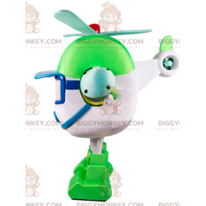 Costume mascotte BIGGYMONKEY™ elicottero verde e bianco, stile