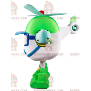 Grün-weißer Hubschrauber BIGGYMONKEY™ Maskottchen-Kostüm im