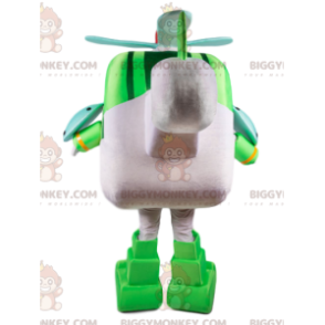 Kostým zelenobílého helikoptéry BIGGYMONKEY™ maskota, styl